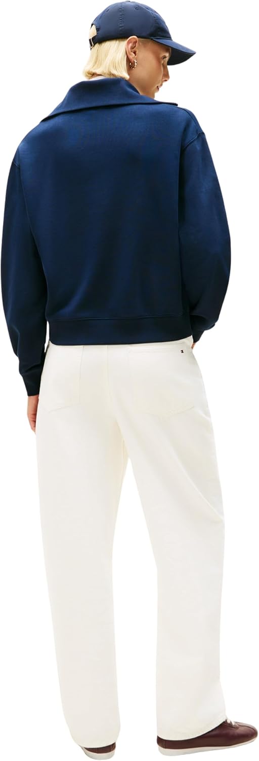 Detalle 2 de Tommy Hilfiger Women's TH Script Half Zip Terry Sweatshirt