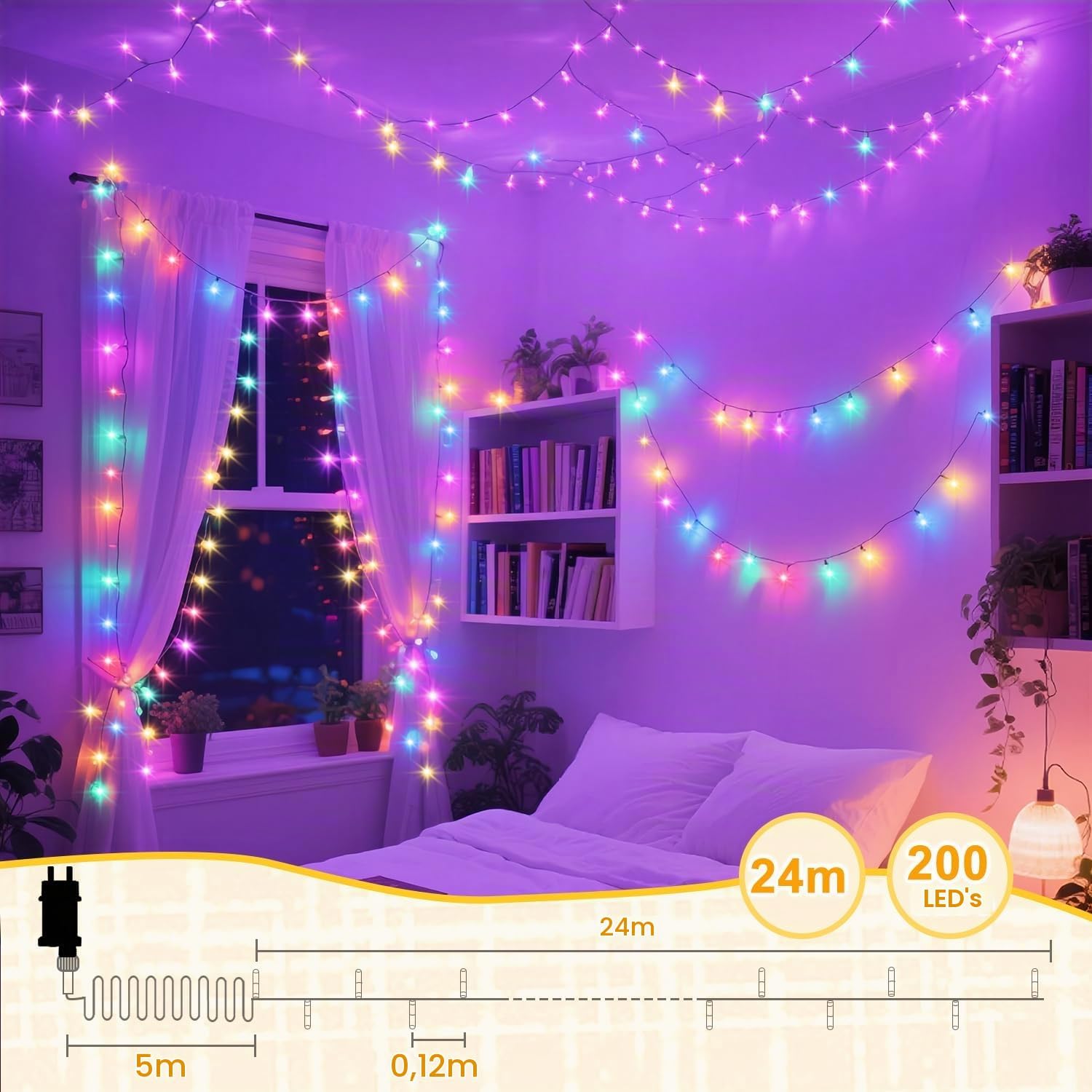 Detalle de taiyongkang PLLD-24M-200LED-COLOR-TP lichtsnoer 24 m met 200 leds
