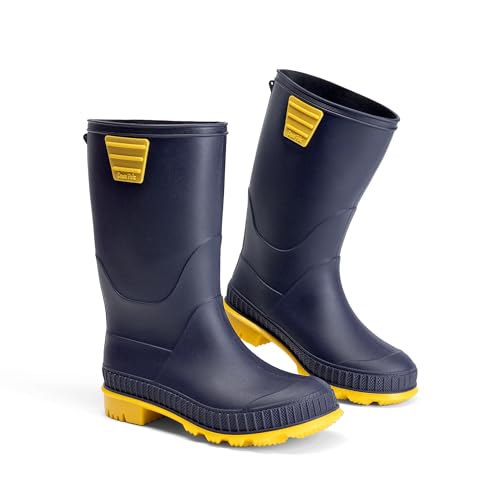 Detalle de DREAM PAIRS Boys Non-Slip Wellies in Navy/Yellow (3 Big Kid)