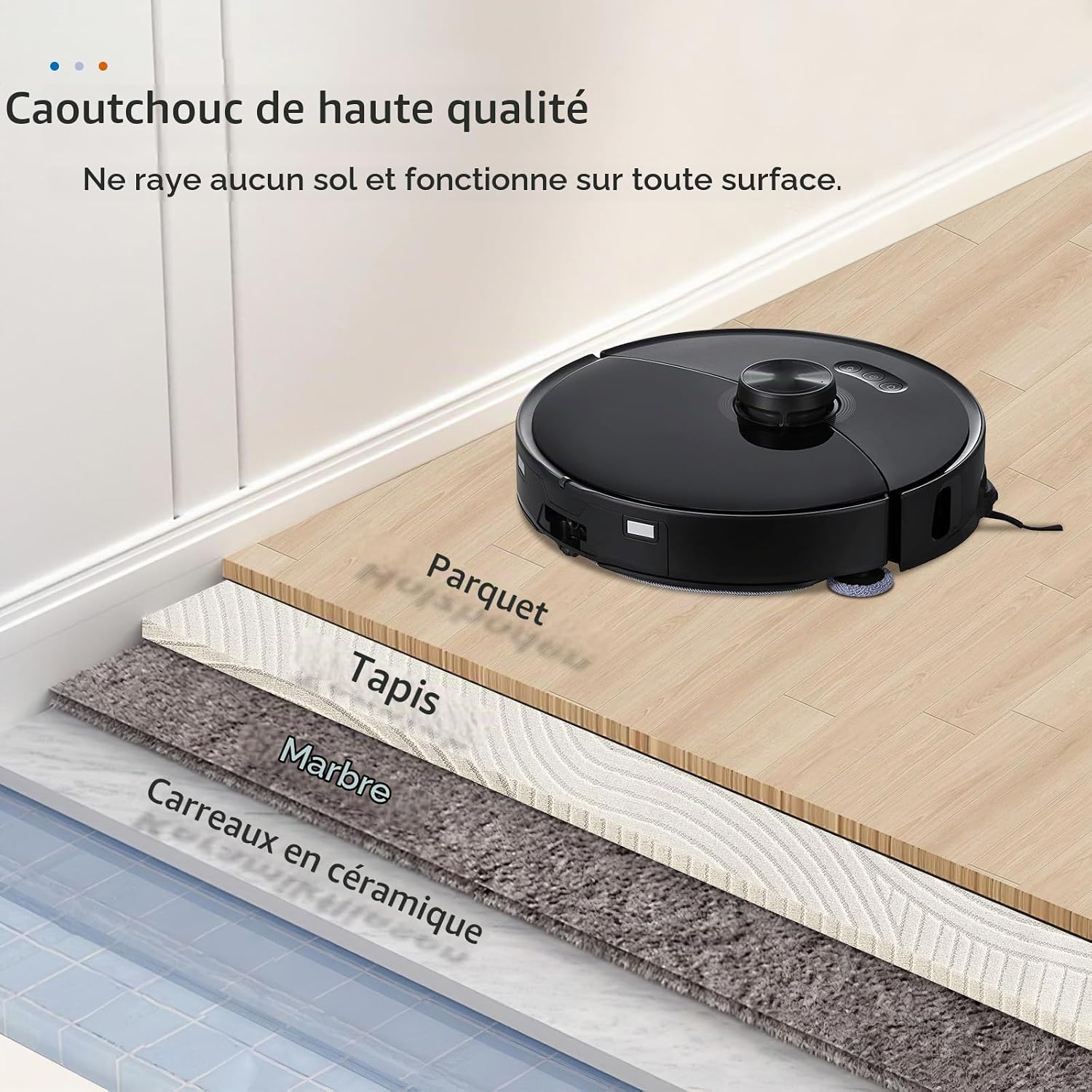 Detalle de Alloytool S8 MaxV dubbele hoofdborstels van rubber voor Roborock