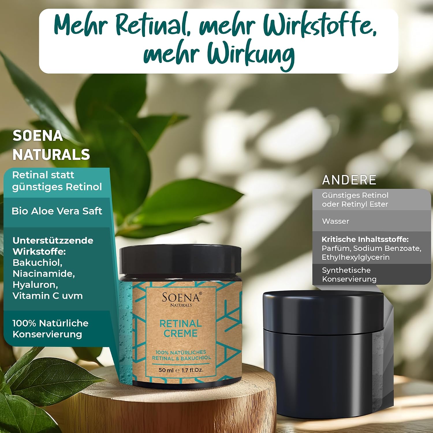 Thumbnail 5 de BIO Retinol Creme Hochdosiert + Power Wirkstoffe von Soena Naturals – Hautcreme gegen Falten, Akne und vergrößerte Poren
