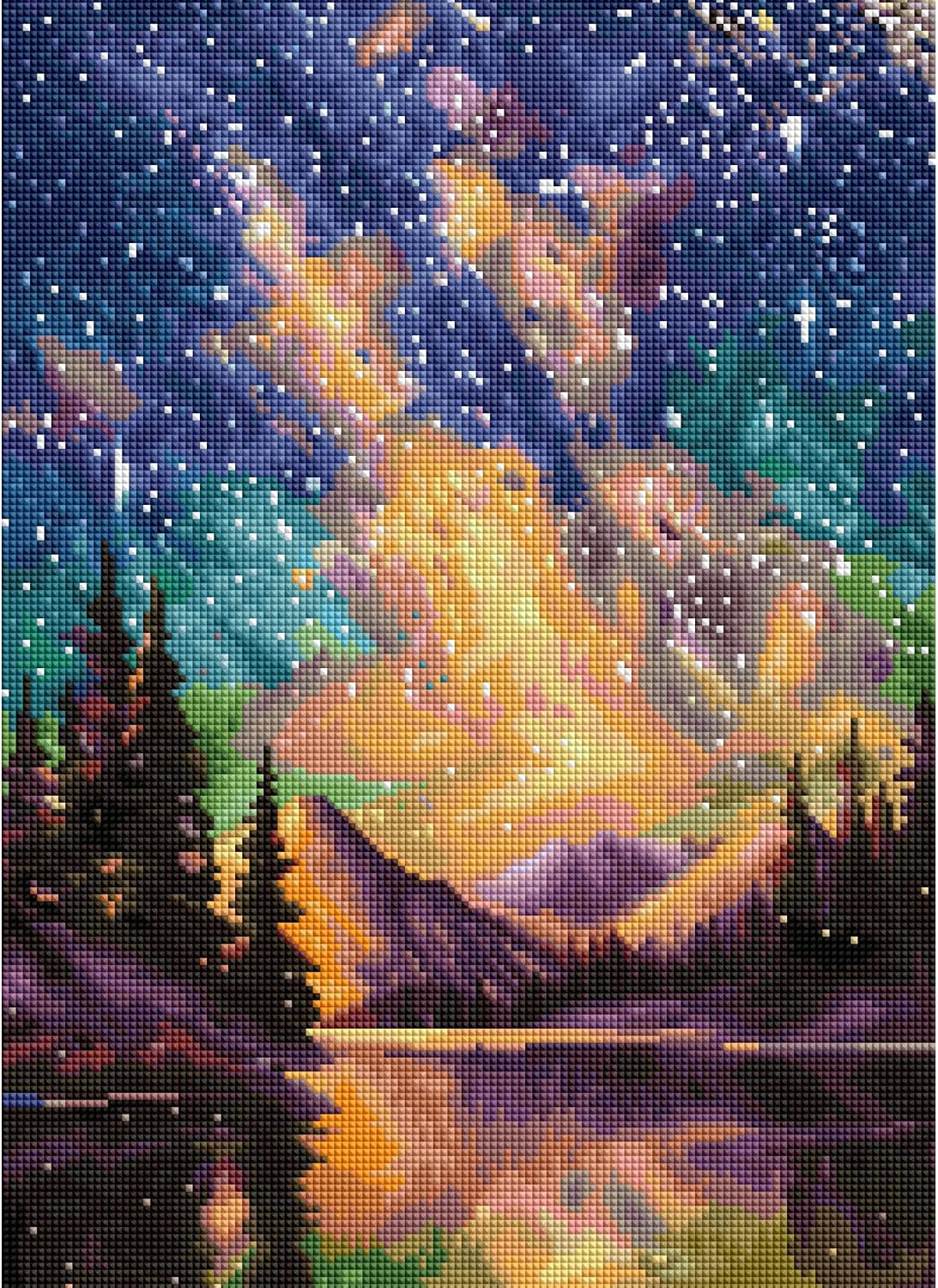 Detalle de DIAMOND ART CLUB 星月夜-ナイトミュージック ダイヤモンドペインティングキット 正方形・63色・33×46cm