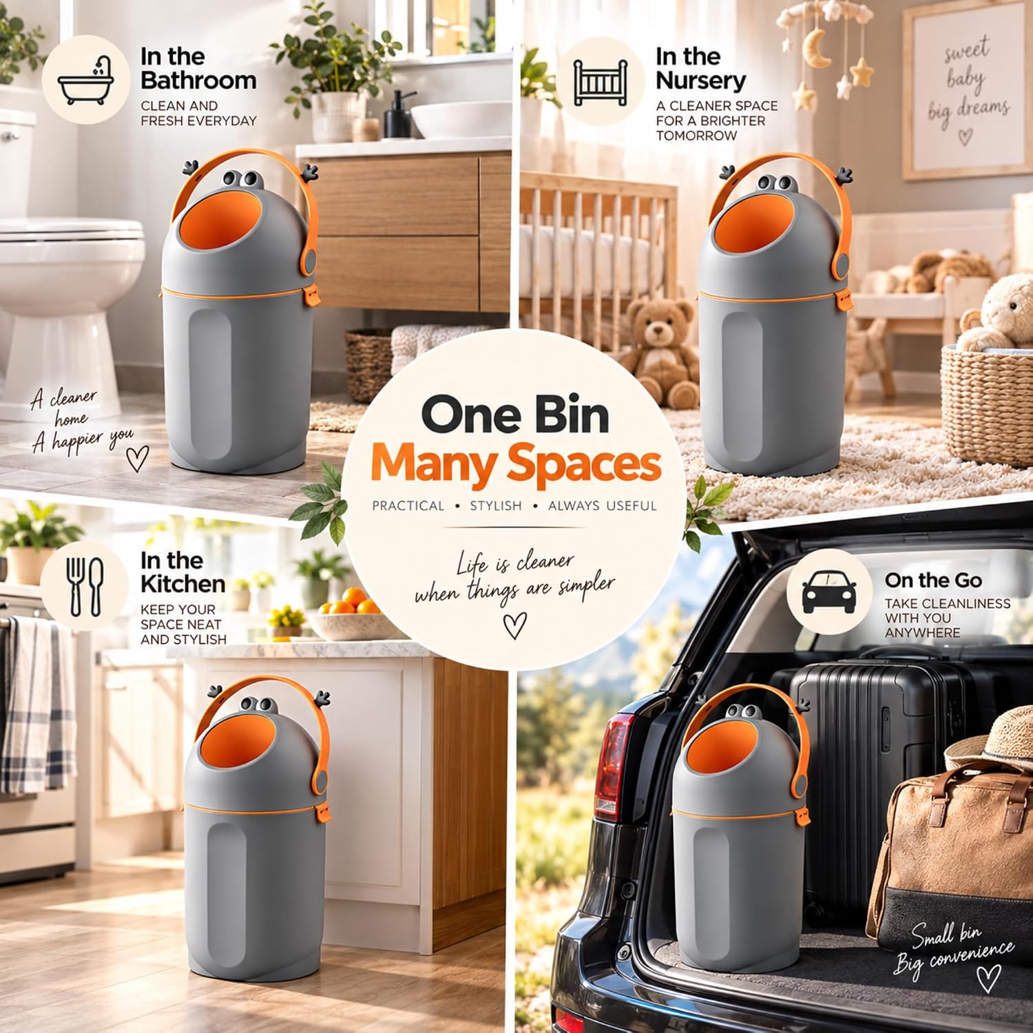 Detalle 2 de PBell FROG Diaper Pail, Dark Grey, 15 L with Airtight Odour Lock