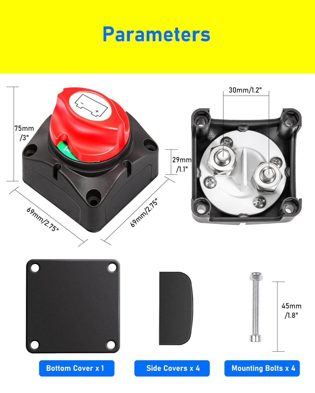 Thumbnail 5 de HOLMOL Batterie Trennschalter 12V/24V/48V (1 Stück) – Hauptschalter für Boot, LKW, Wohnmobil