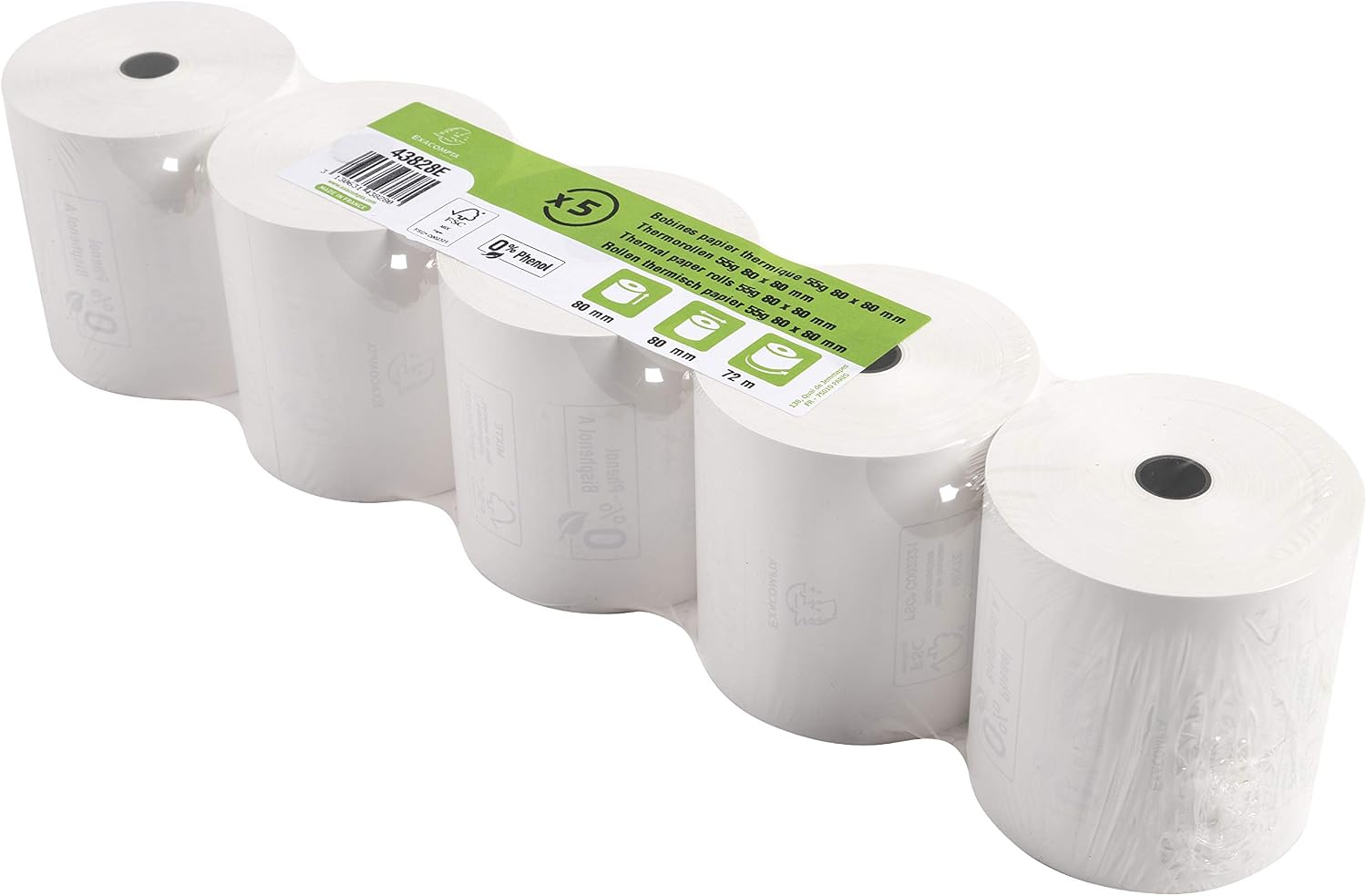 Exacompta 43828E Bobines 80 mm Papier thermique
