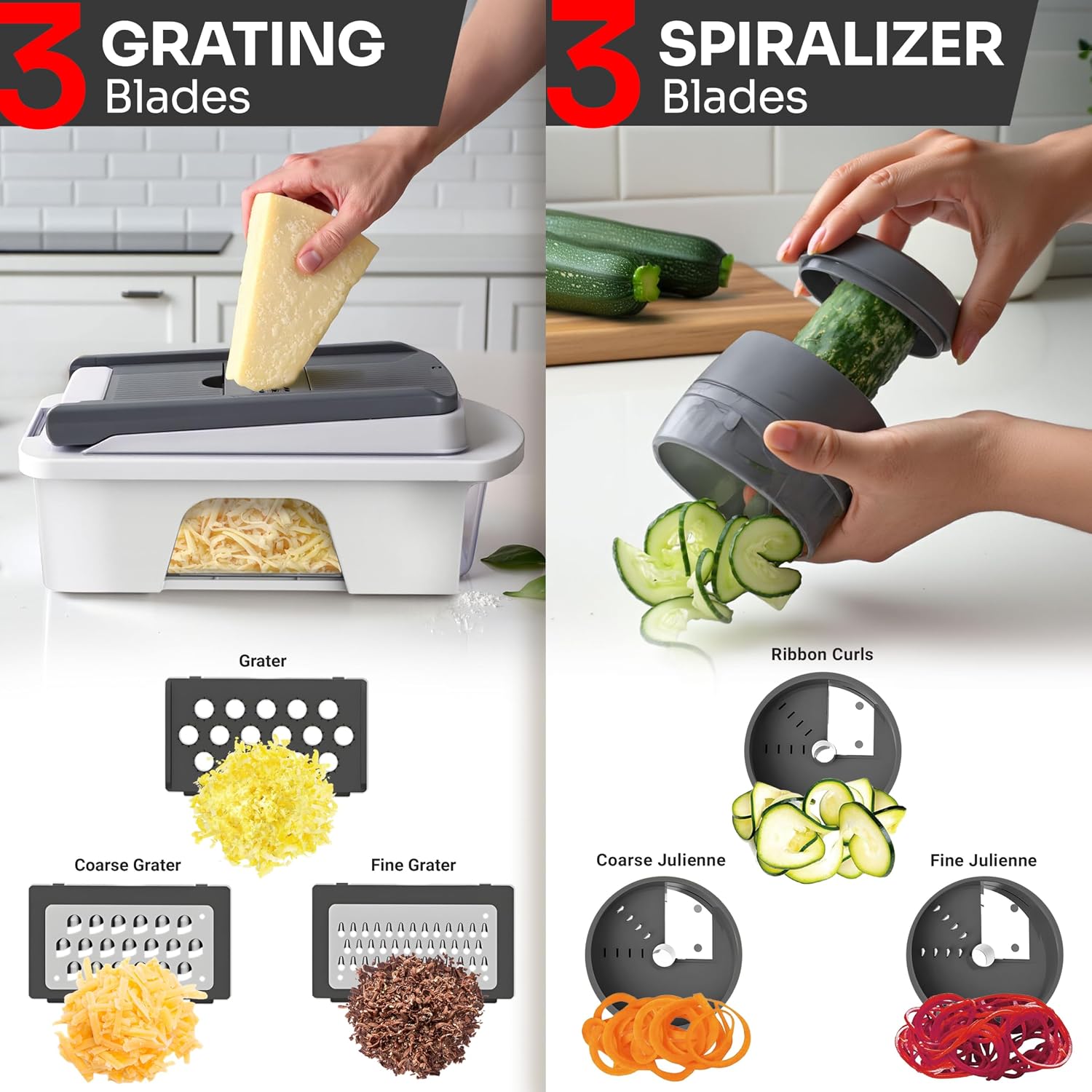 Detalle 1 de Mueller Pro-Series 12-Blade Mandoline Slicer, Chopper & Spiralizer