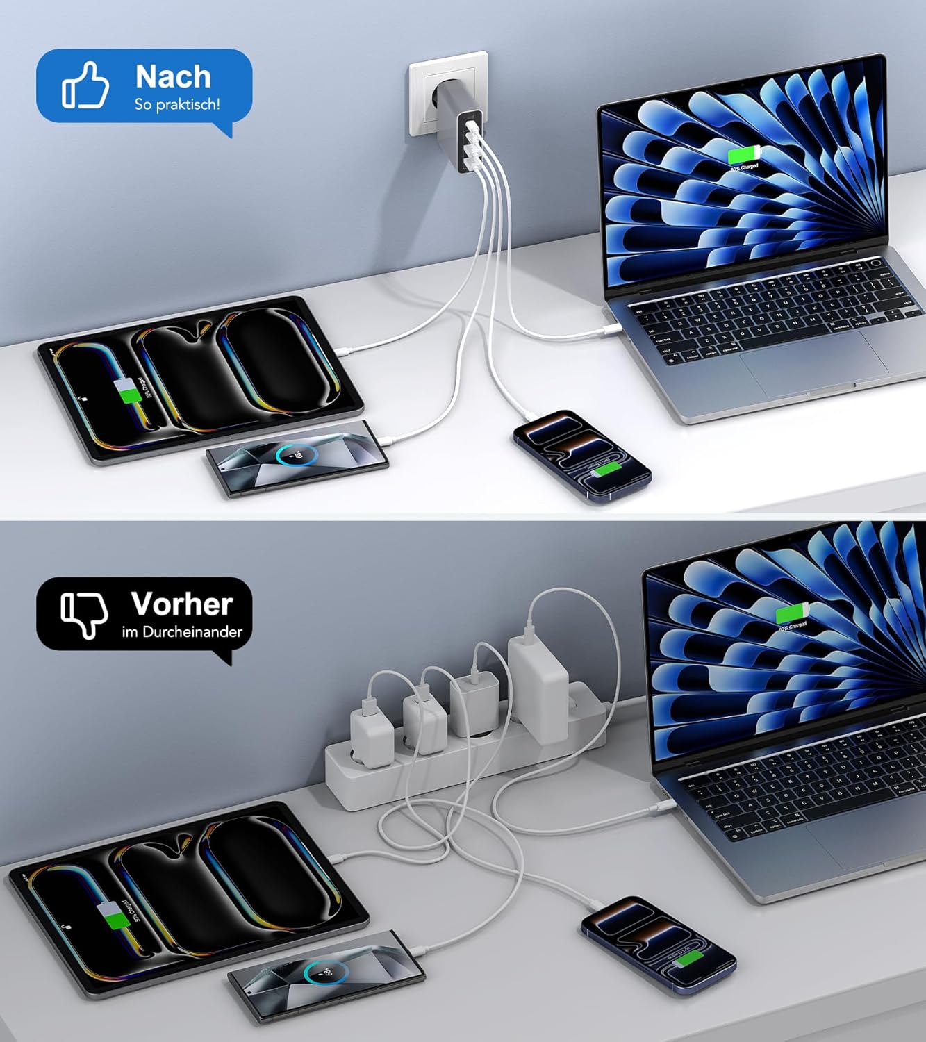 Thumbnail 4 de 120W USB-C Ladegerät 4-Port Mehrfachladegerät mit PD3.0 + QC3.0