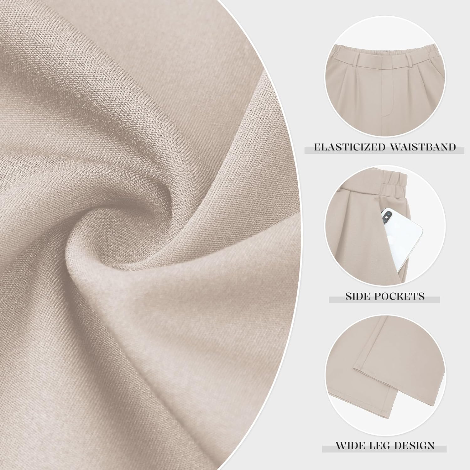 Thumbnail 4 de Friptspyg Palazzo Hose Damen – lockere Freizeithose mit elastischem Bund und Taschen