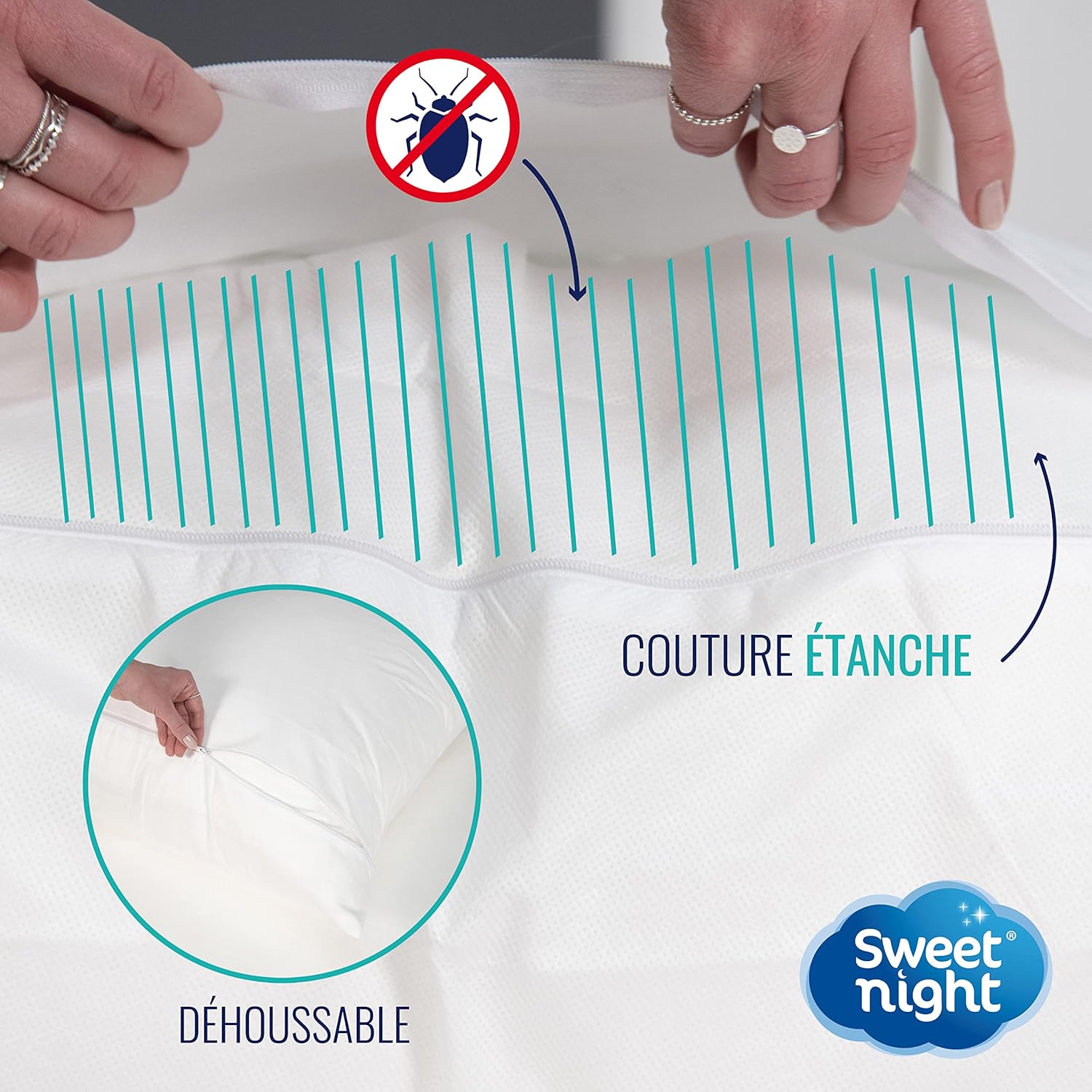 Thumbnail 2 de SWEET NIGHT Protège Oreiller 60x60 cm