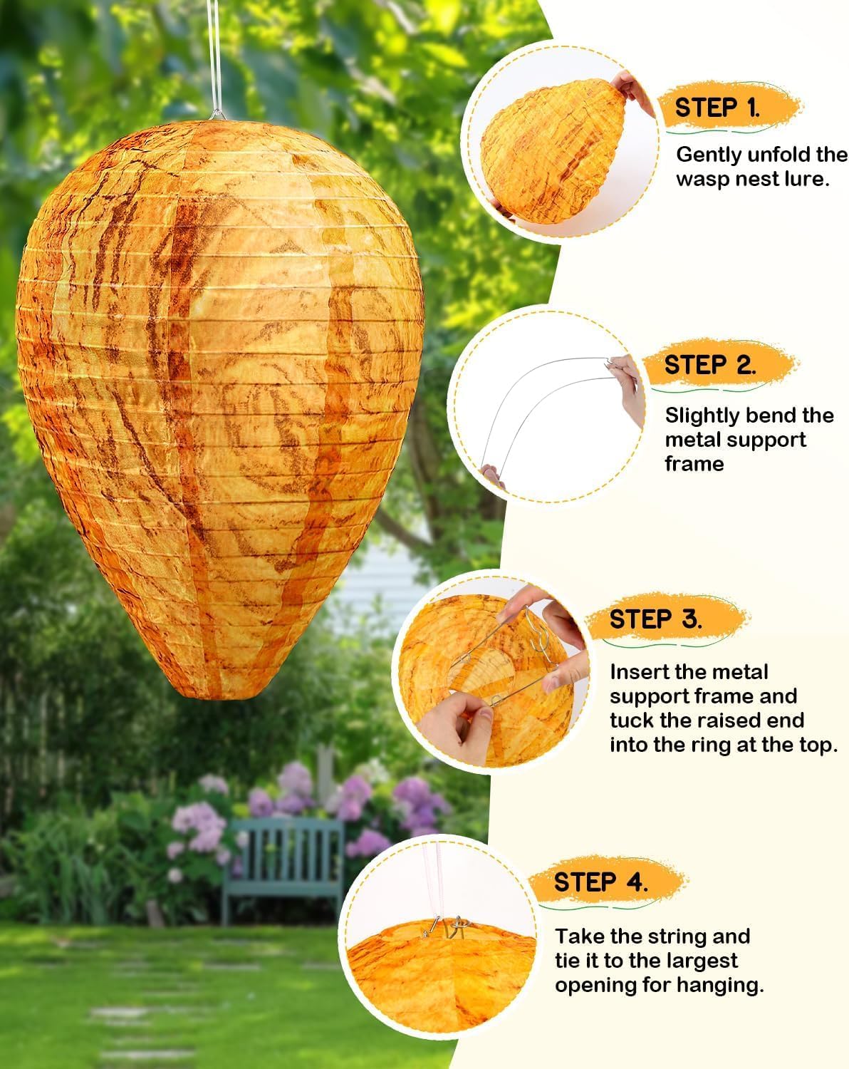 Detalle de Fmalra Wespennest Attrappe – 100% wasserdichtes Wespenfalle-Set für Outdoor