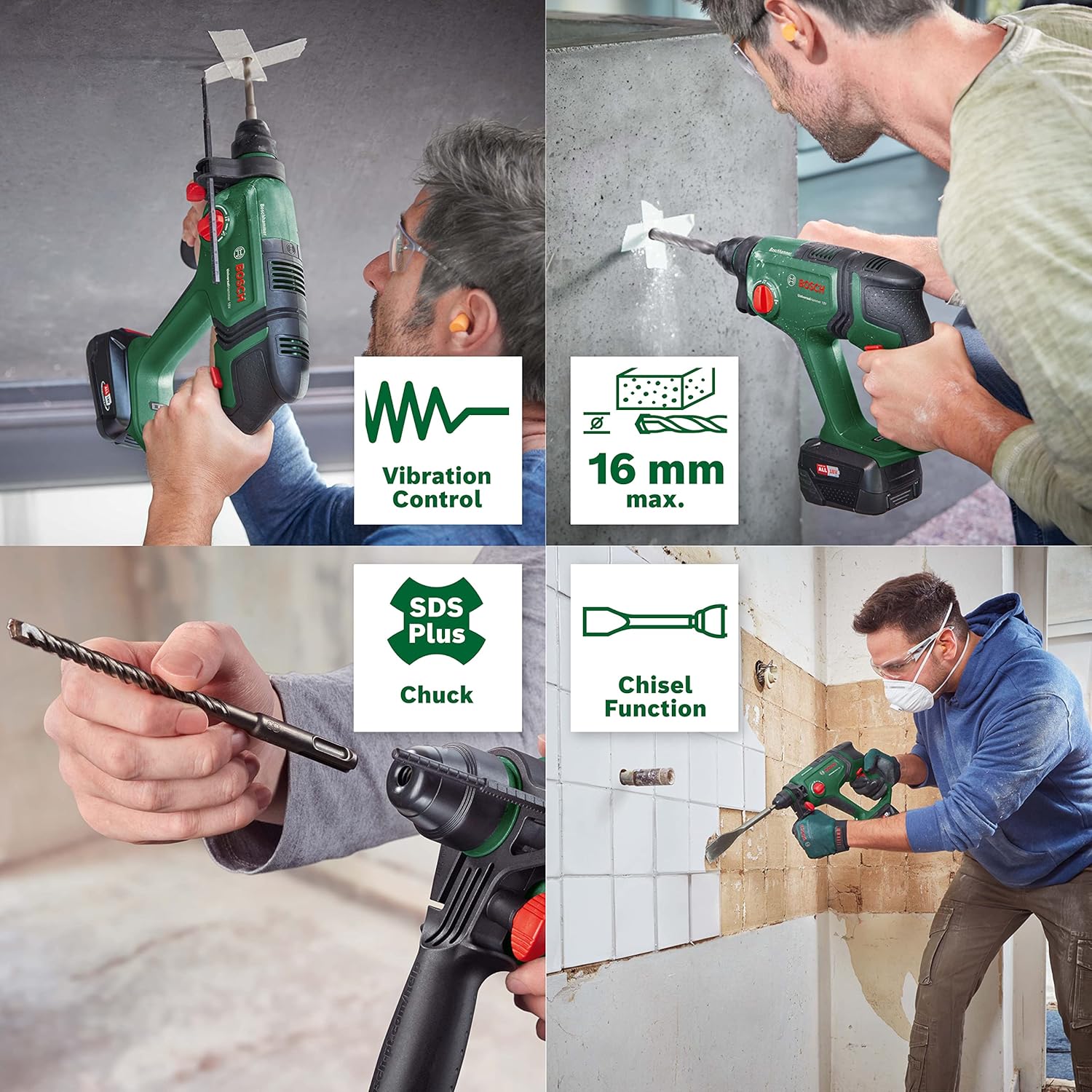 Thumbnail 3 de Bosch UniversalHammer 18V: martello perforatore a batteria 4-in-1 con SDS Plus 2,0 J