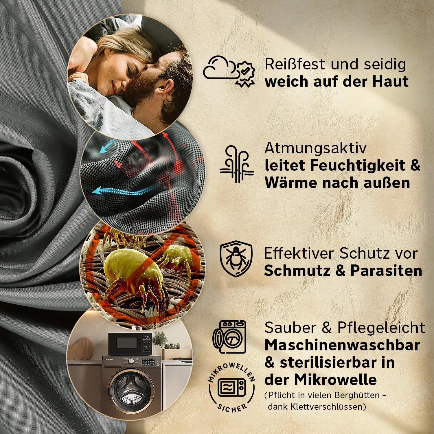 Thumbnail 4 de Armadic Hüttenschlafsack aus Mikrofaser oder Bio-Baumwolle – Ultra leicht, klein und dünn