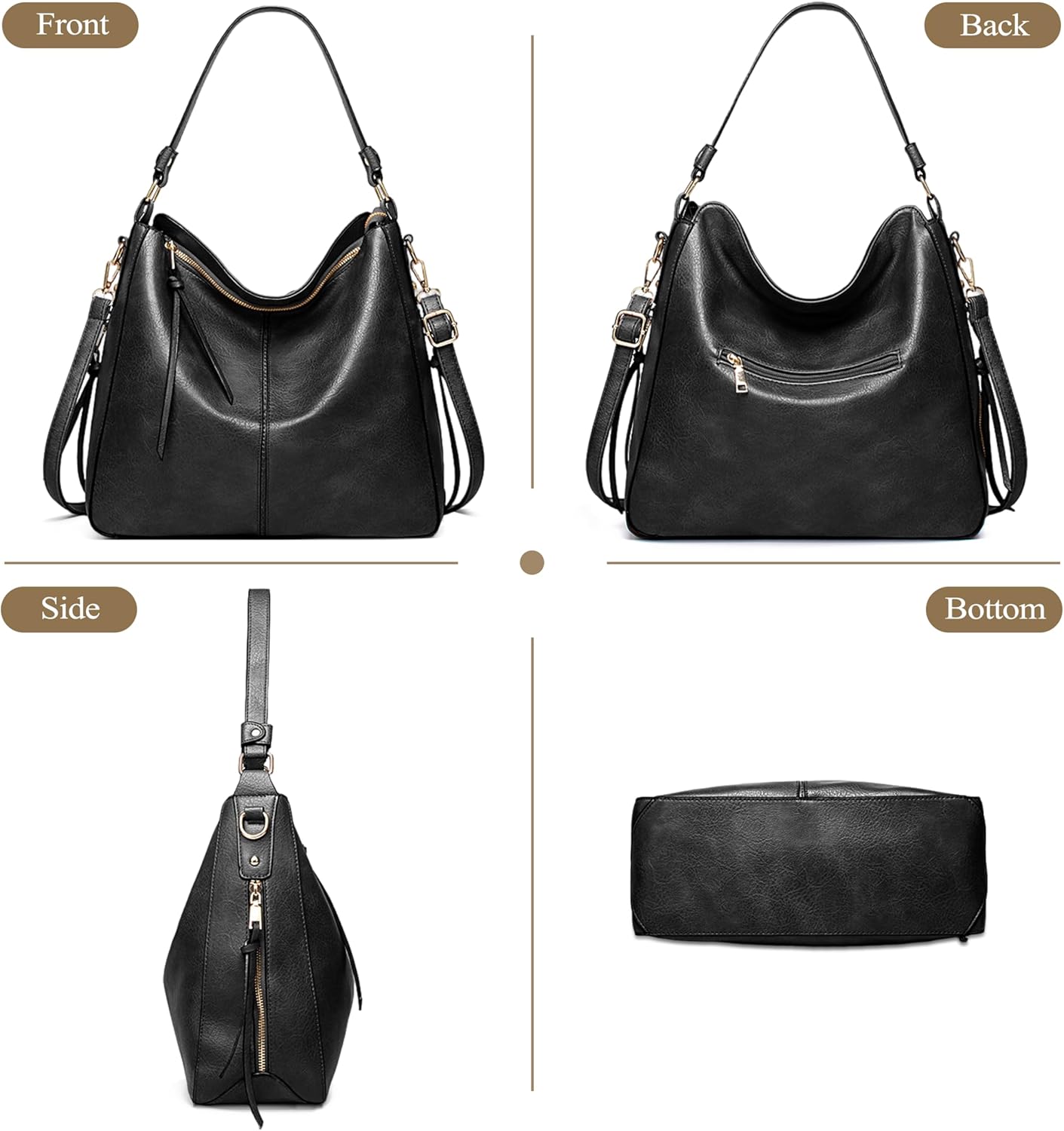 Thumbnail 6 de Mabecol Shopper Tasche Damen (groß) – elegante Umhängetasche aus PU mit Reißverschluss