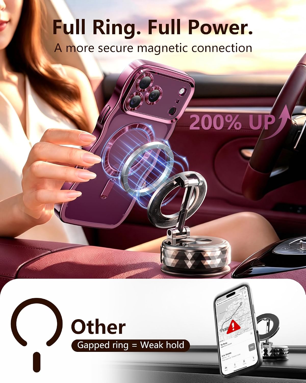 Detalle 1 de Meifigno 3CM328-UK iPhone 18 Pro Max Case, Burgundy, MagSafe, Clear Back