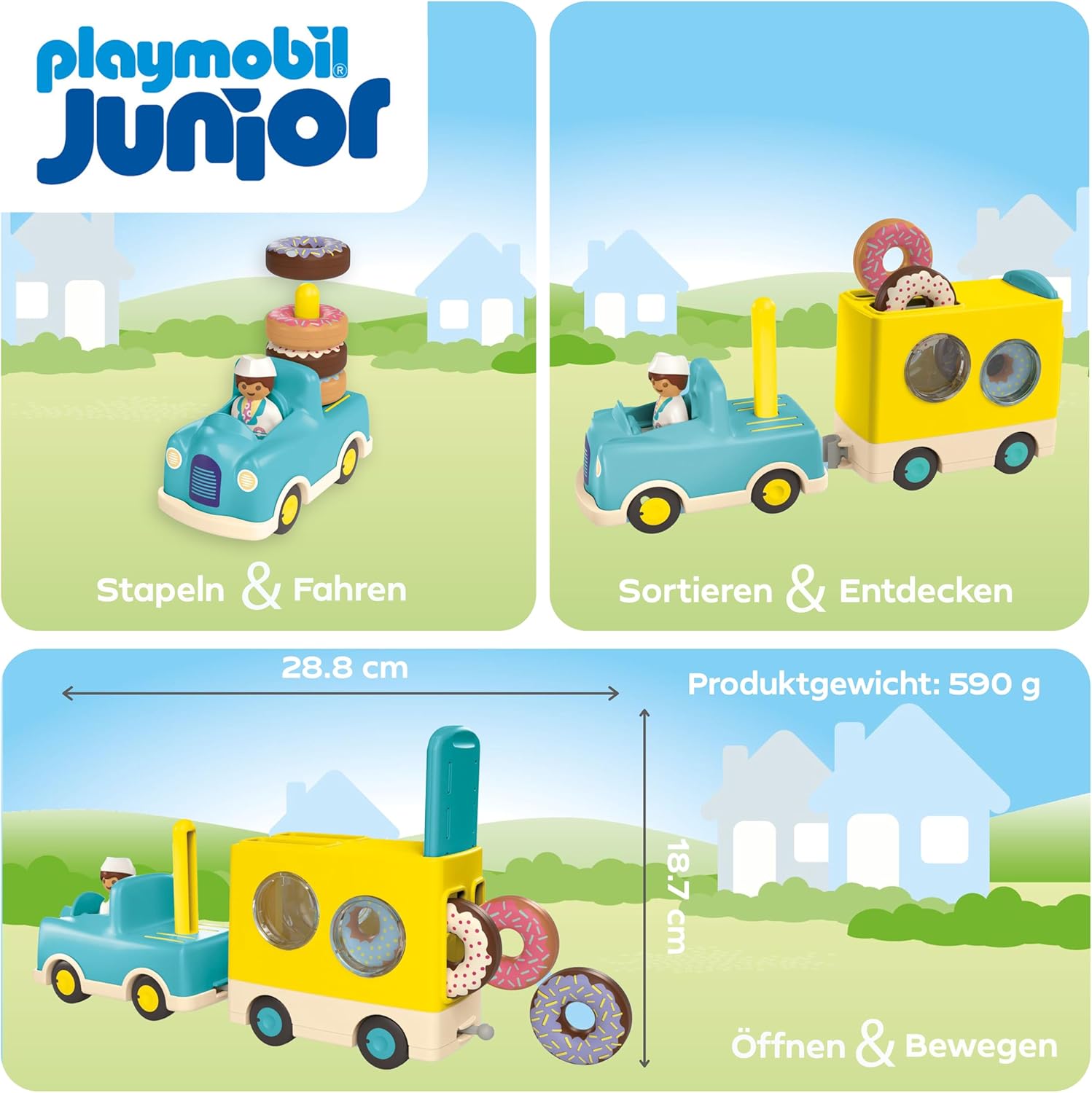 Thumbnail 3 de PLAYMOBIL Verrückter Donut Truck (PLAYMOBIL JUNIOR) – Truck zum Stapeln und Verkaufen für kleine Hände