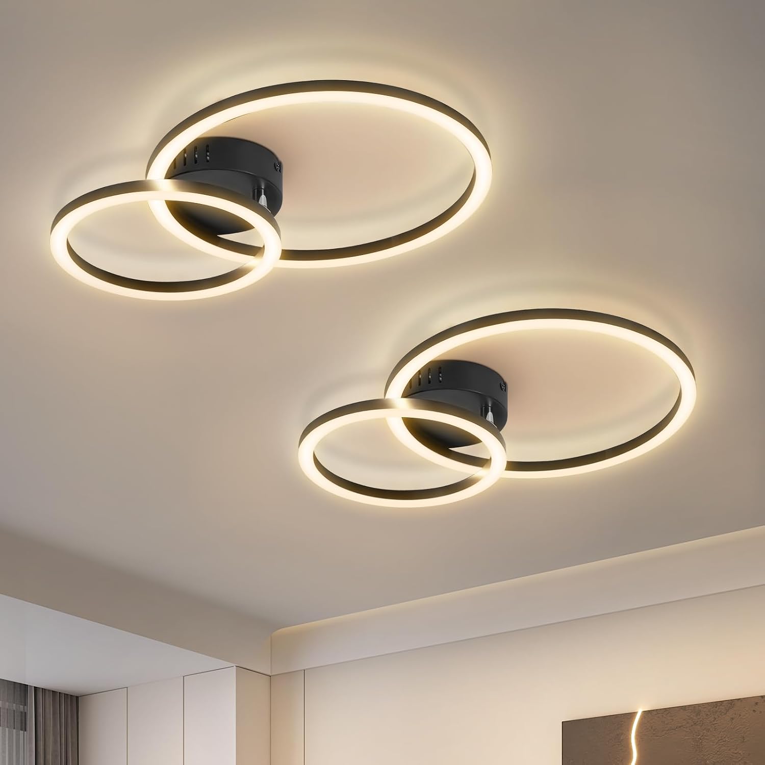 Detalle de Homefire 2-Ring Deckenleuchte – 40,5 cm, 23 W, 3000 K Warmweiß
