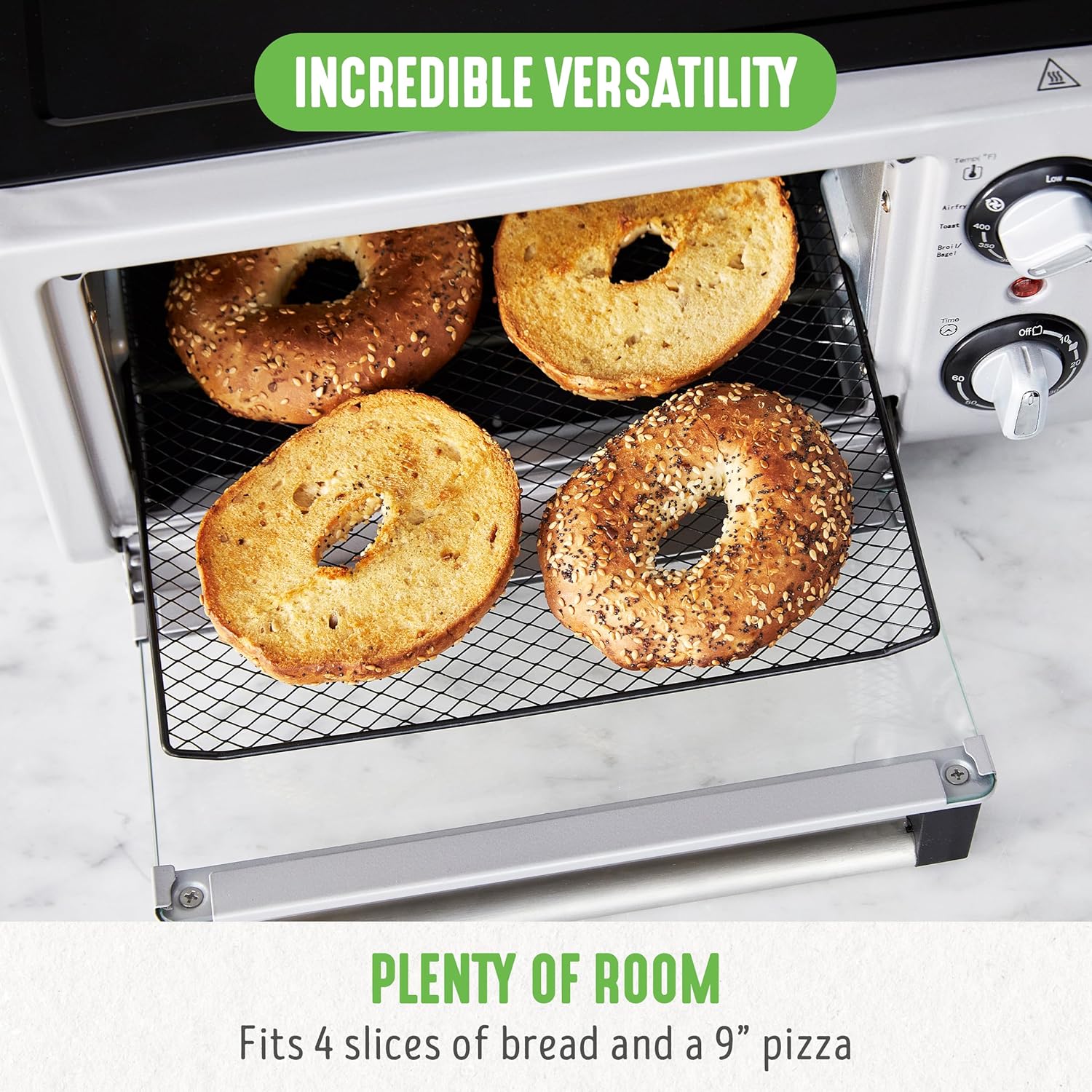 Thumbnail 5 de GreenLife Countertop Toaster Oven Air Fryer Stainless Steel with PFAS-Free Ceramic Nonstick Pan & Basket