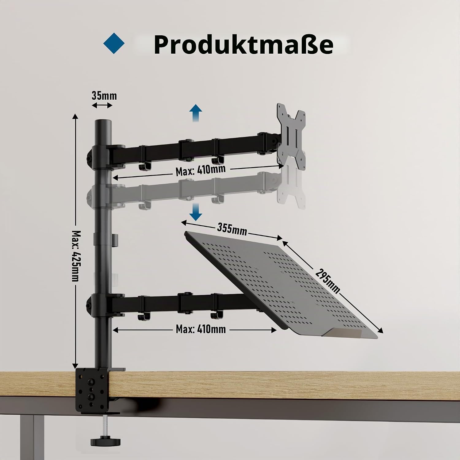 Thumbnail 6 de BONTEC Monitorarm mit Laptophalter für 13–32" Bildschirme 🖥