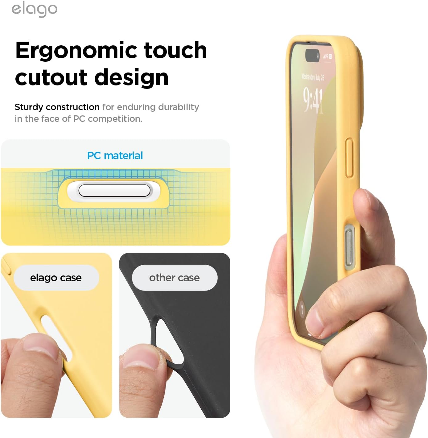 Thumbnail 6 de elago Liquid Silicone Case for iPhone 16 Pro (Full-Body, Shockproof) with Microfibre Lining – Yellow
