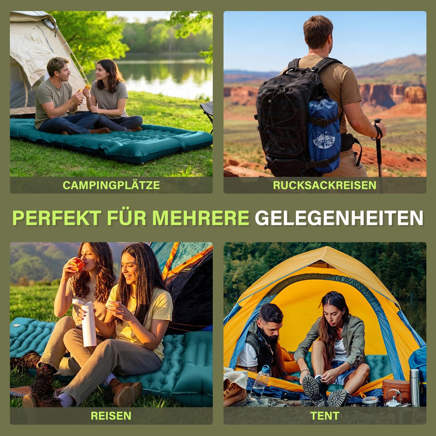 Thumbnail 6 de Yuzonc Isomatte Selbstaufblasend – Verdickte Campingmatte mit integrierter Fußpumpe (188 x 65,5 x 16 cm)
