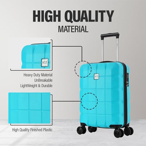 Detalle de ATX Luggage 21-Inch Cabin Suitcase: Mint Green, Super Lightweight ABS Carry-On