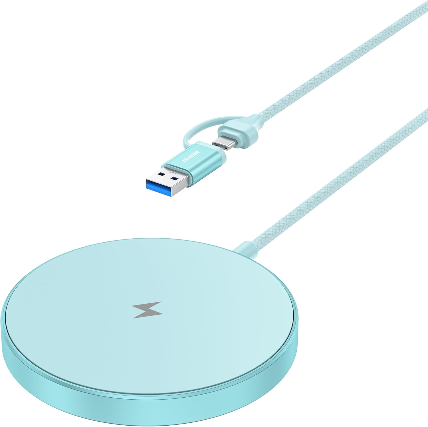 Detalle de BENFEI Caricatore Wireless Magnetico 15W: compatibile MagSafe per iPhone 12-17 e AirPods, design piccolo e leggero