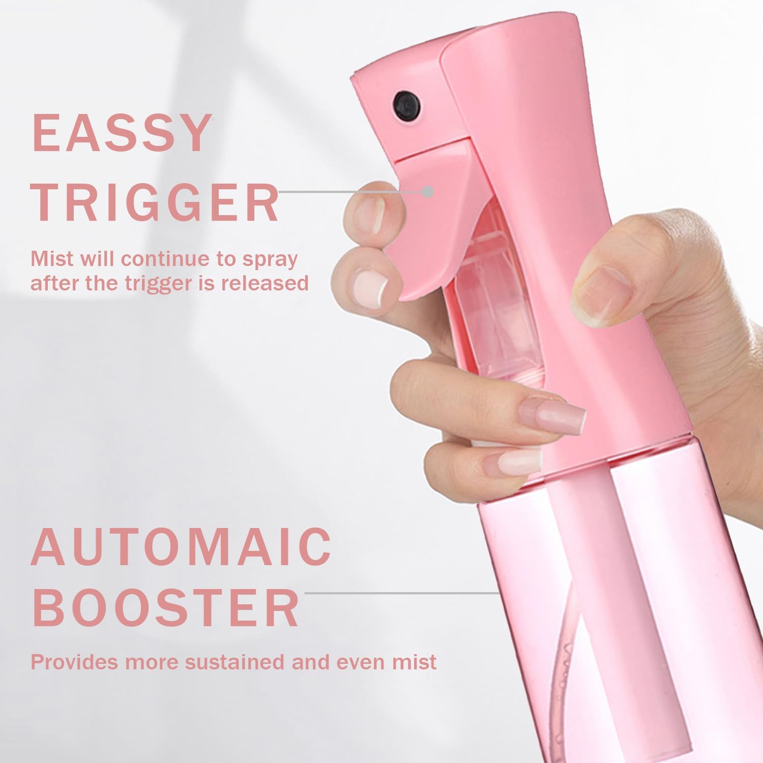 Detalle de 3 Pack Spray Bottles with 2-Pack Continuous Mist and Travel Bottle — Pink