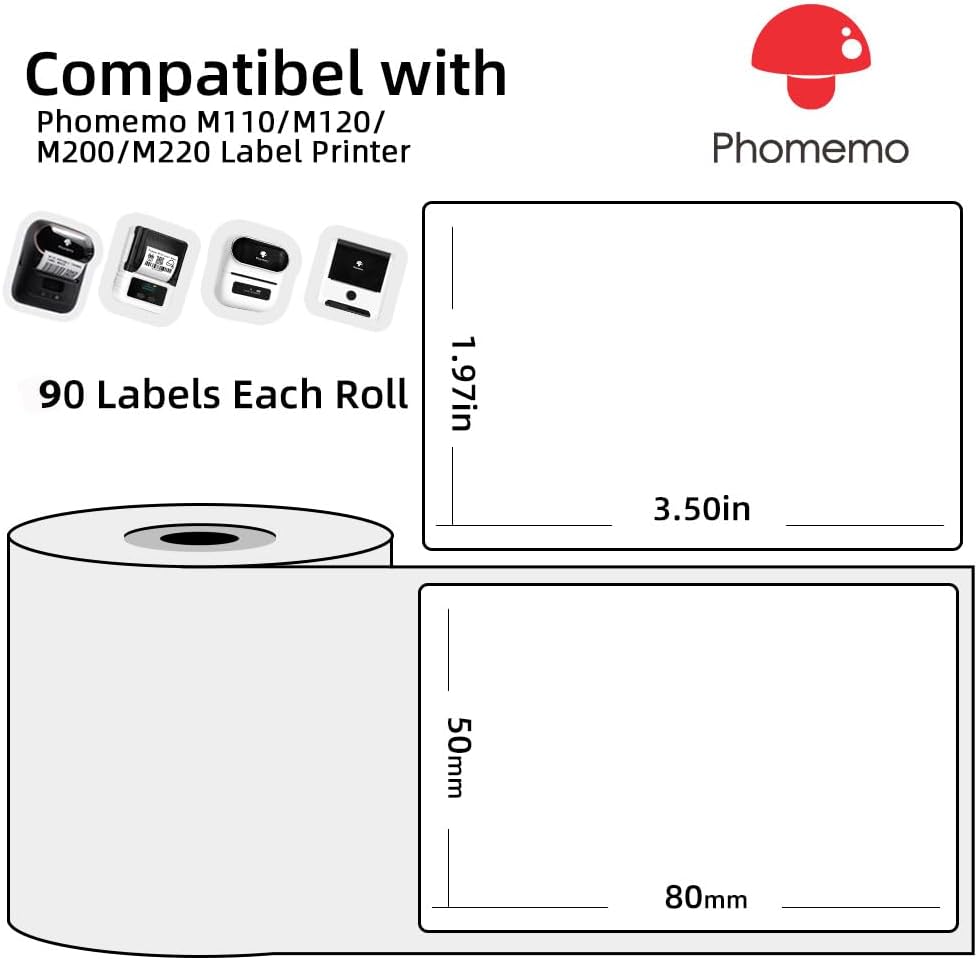 Detalle 2 de Phomemo m110 Printer Labels 50x80 mm – Self-Adhesive Direct Thermal Labels (100 per roll) for M110/M120/M220/M200