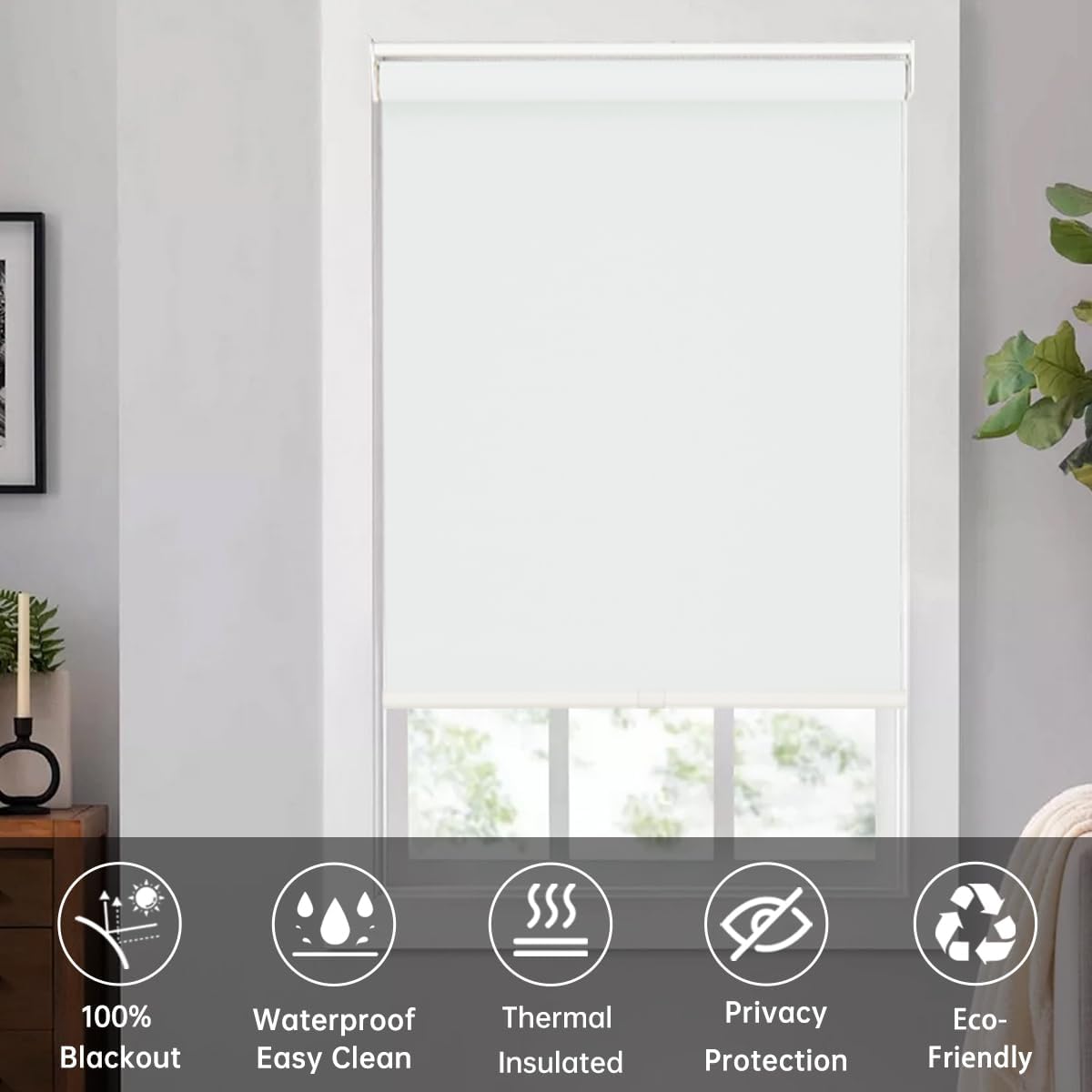 Thumbnail 4 de Changshade Cordless Blackout Roller Shade, 54" x 72", White, Thermal-Insulated