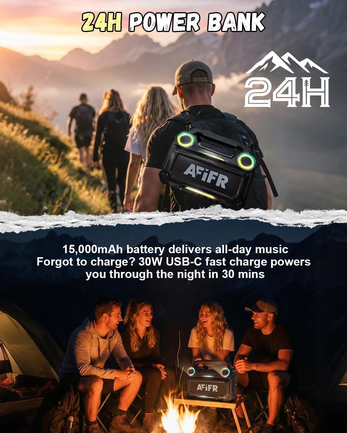 Thumbnail 6 de AFIFR Outdoor Bluetooth Speaker 160W: Rugged, IP67, 24H Playtime with Lights