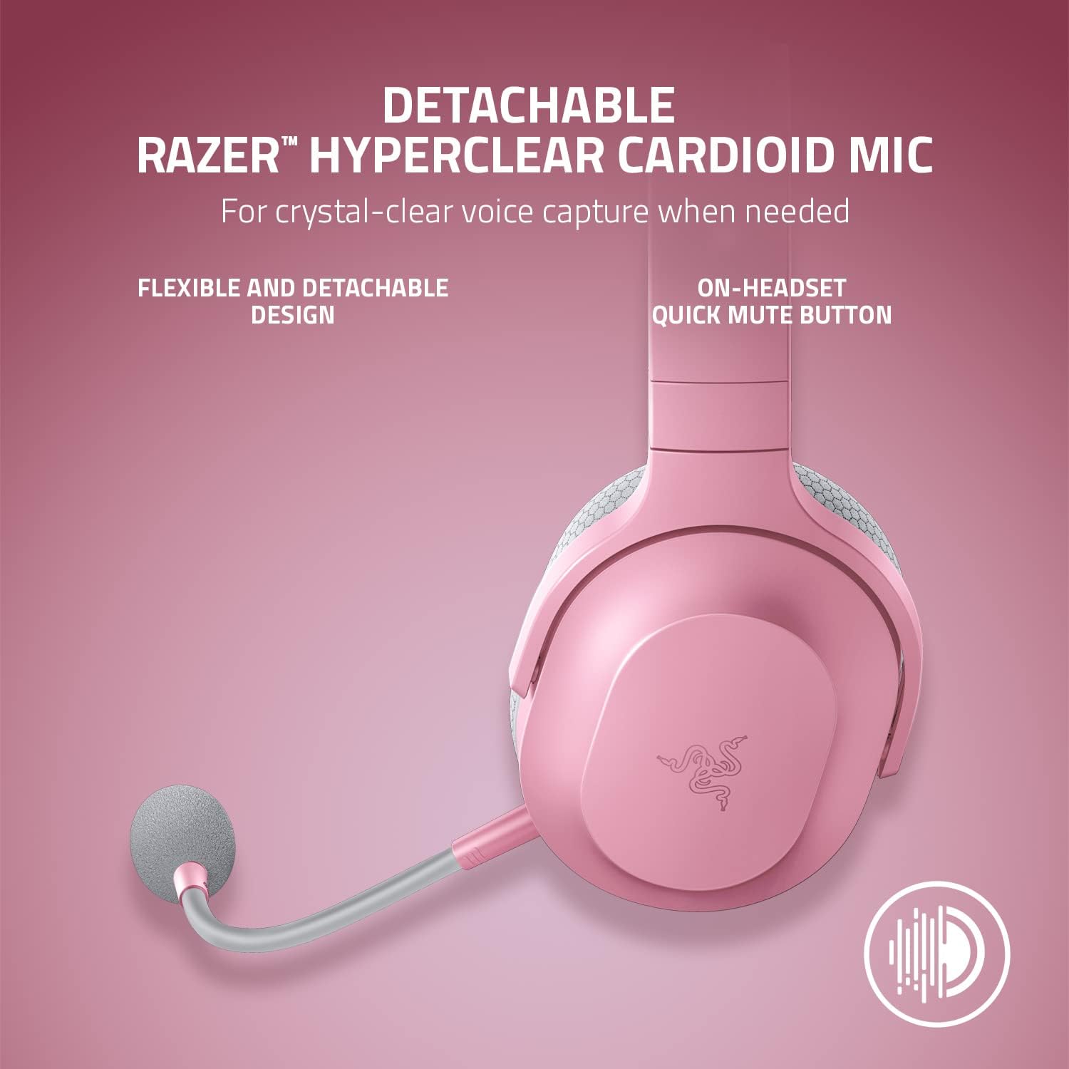 Detalle de Razer Barracuda X RZ04-04430300-R3U1 Over-Ear Wireless Headset, Quartz Pink