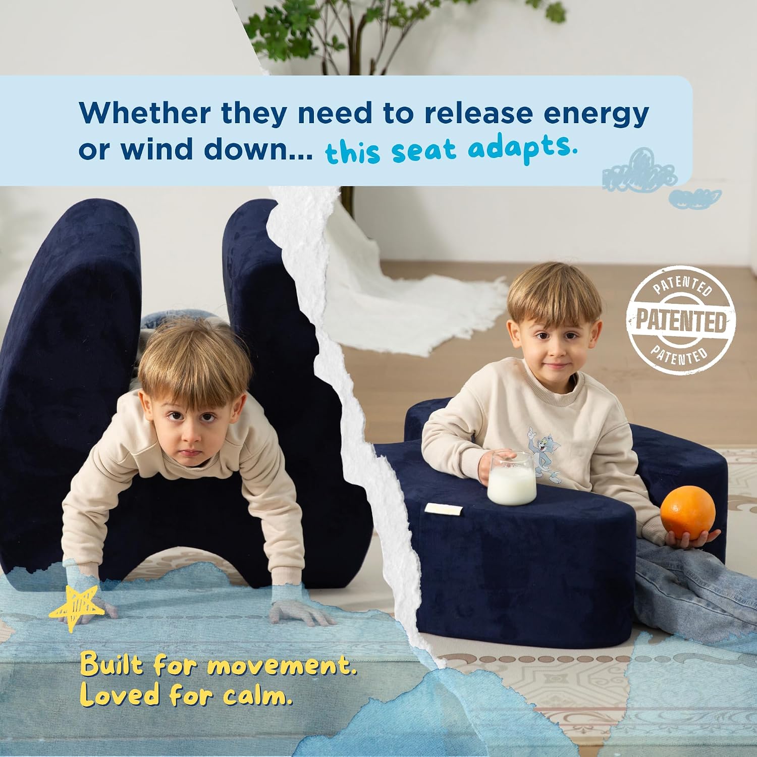 Thumbnail 3 de TED KANGAROO Sensory Soft Squeeze Seat for Kids, Rocking Design, Washable Cover