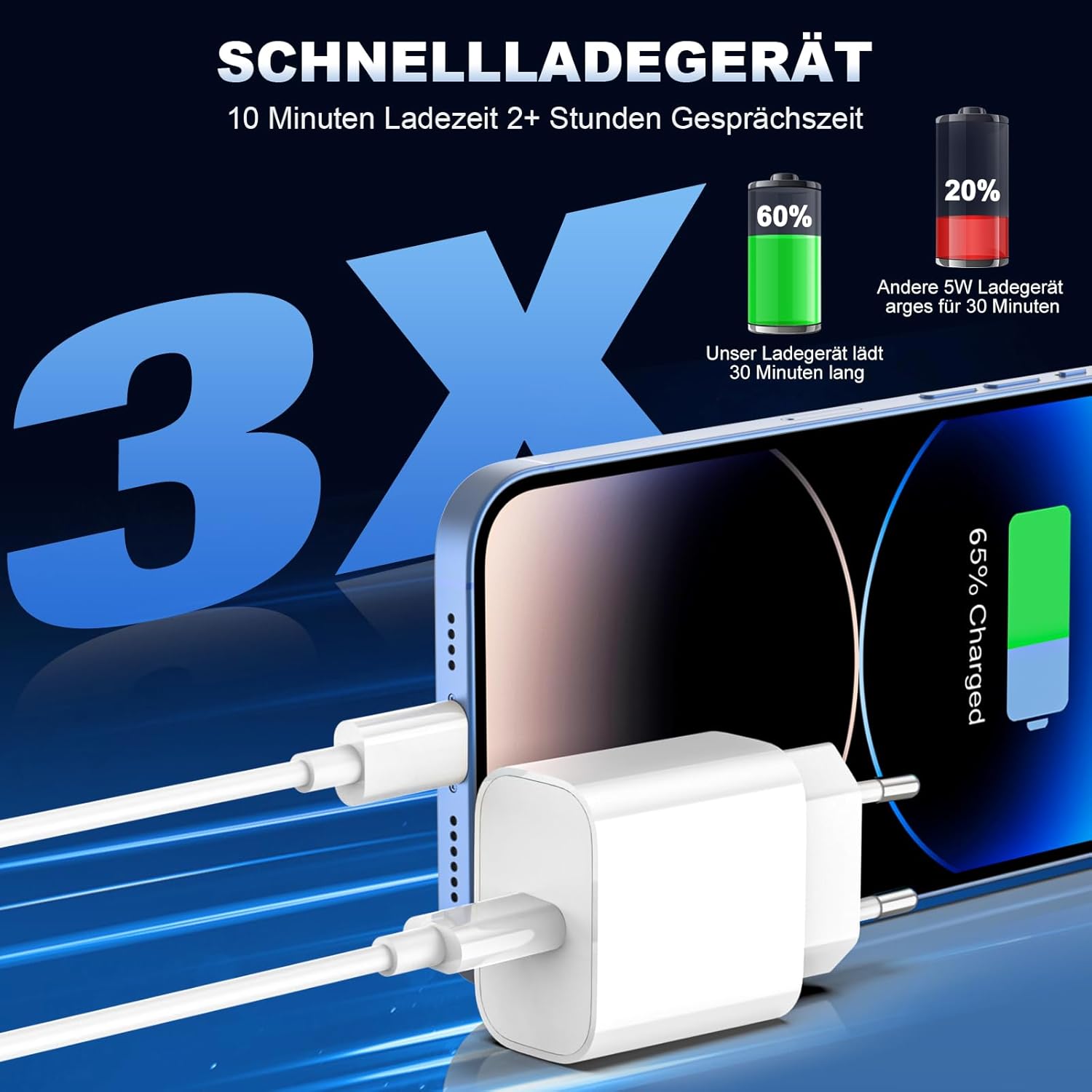 Thumbnail 1 de Apple iPhone Ladekabel 25W MFi-Zertifiziert 2er Pack