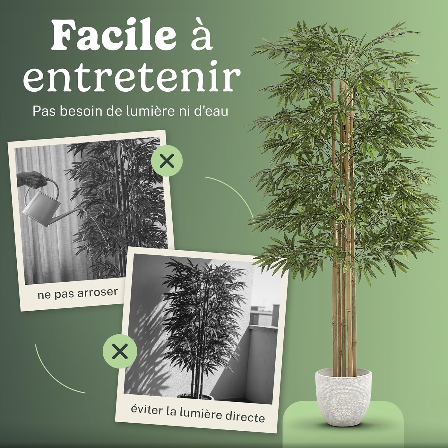 Detalle 2 de Maia Shop Bambou Artificiel – Arbre décoratif 180 cm, pot inclus, sans entretien
