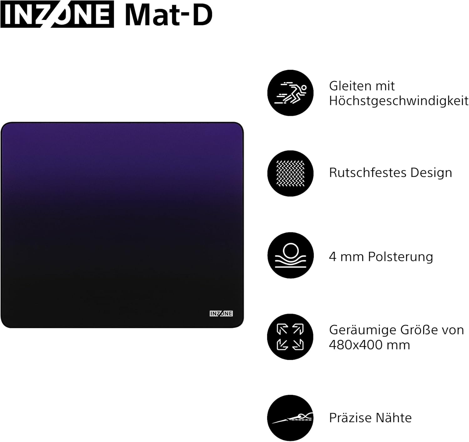 Thumbnail 3 de Sony INZONE Mat-D Gaming-Mauspad – groß, rutschfest und für FPS optimiert