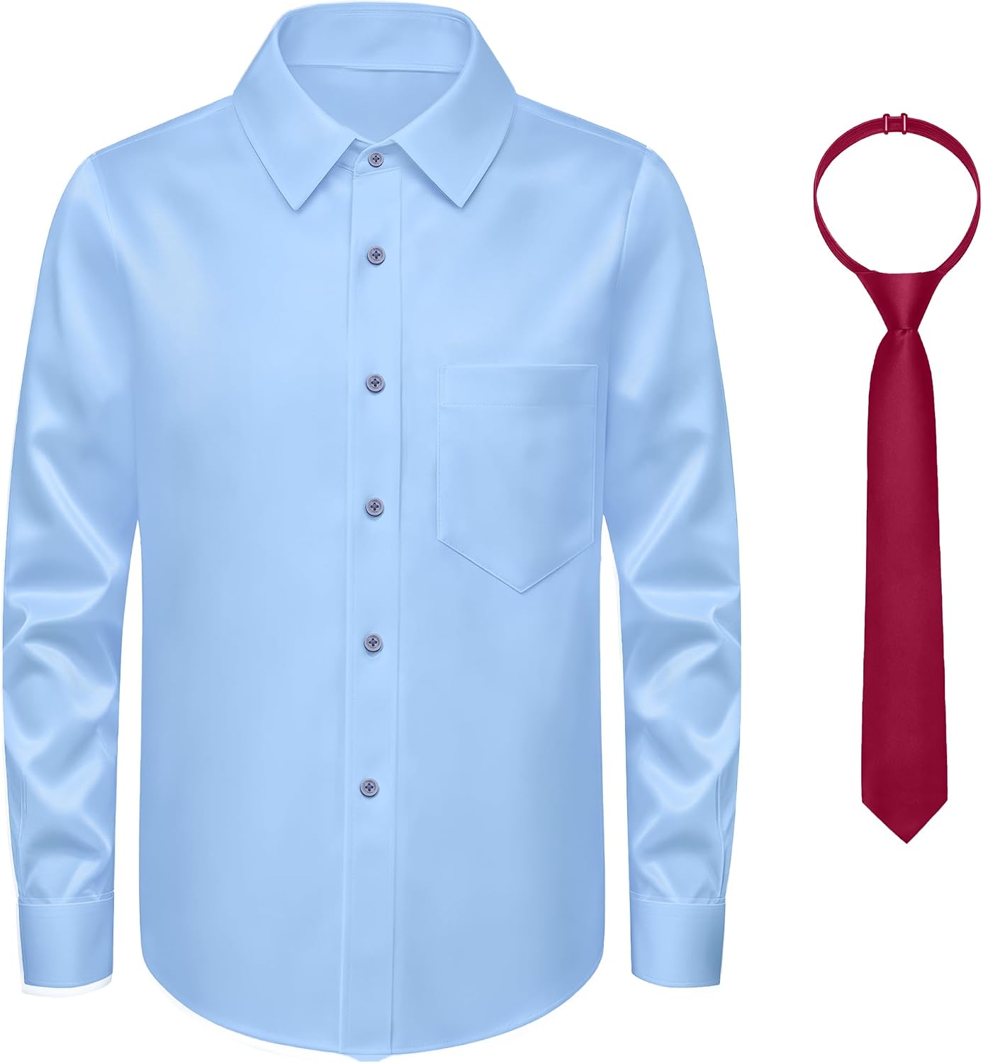 Detalle de Boys’ Dress Shirt Set with Tie, Regular & Husky Fit