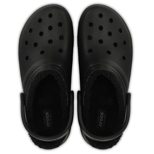 Detalle de Crocs Unisex Clogs in Black: Size guidance, warmth-lined comfort and easy style