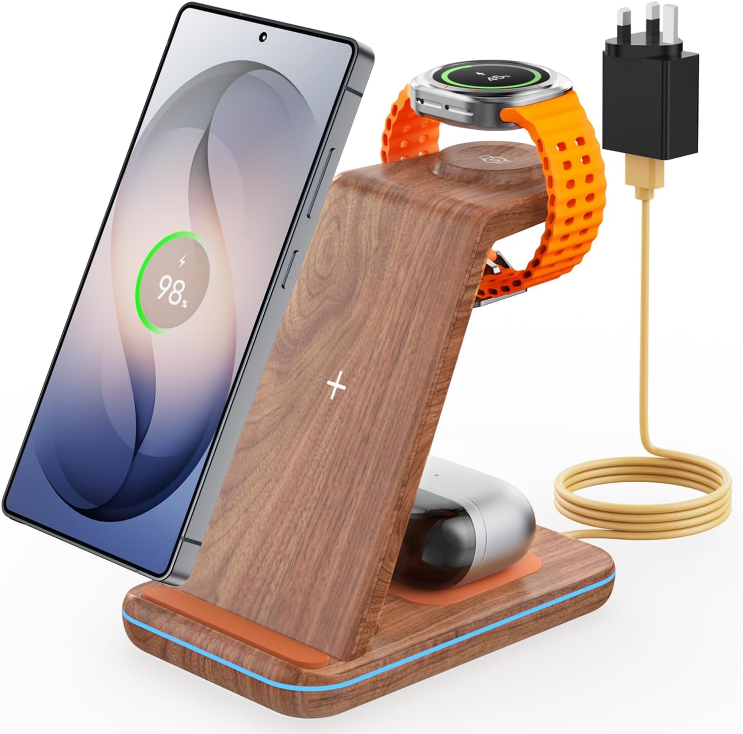 Detalle de JoyGeek 3 in 1 Wireless Charger for Samsung – Charging Station for Galaxy Phones, Watches, and Buds