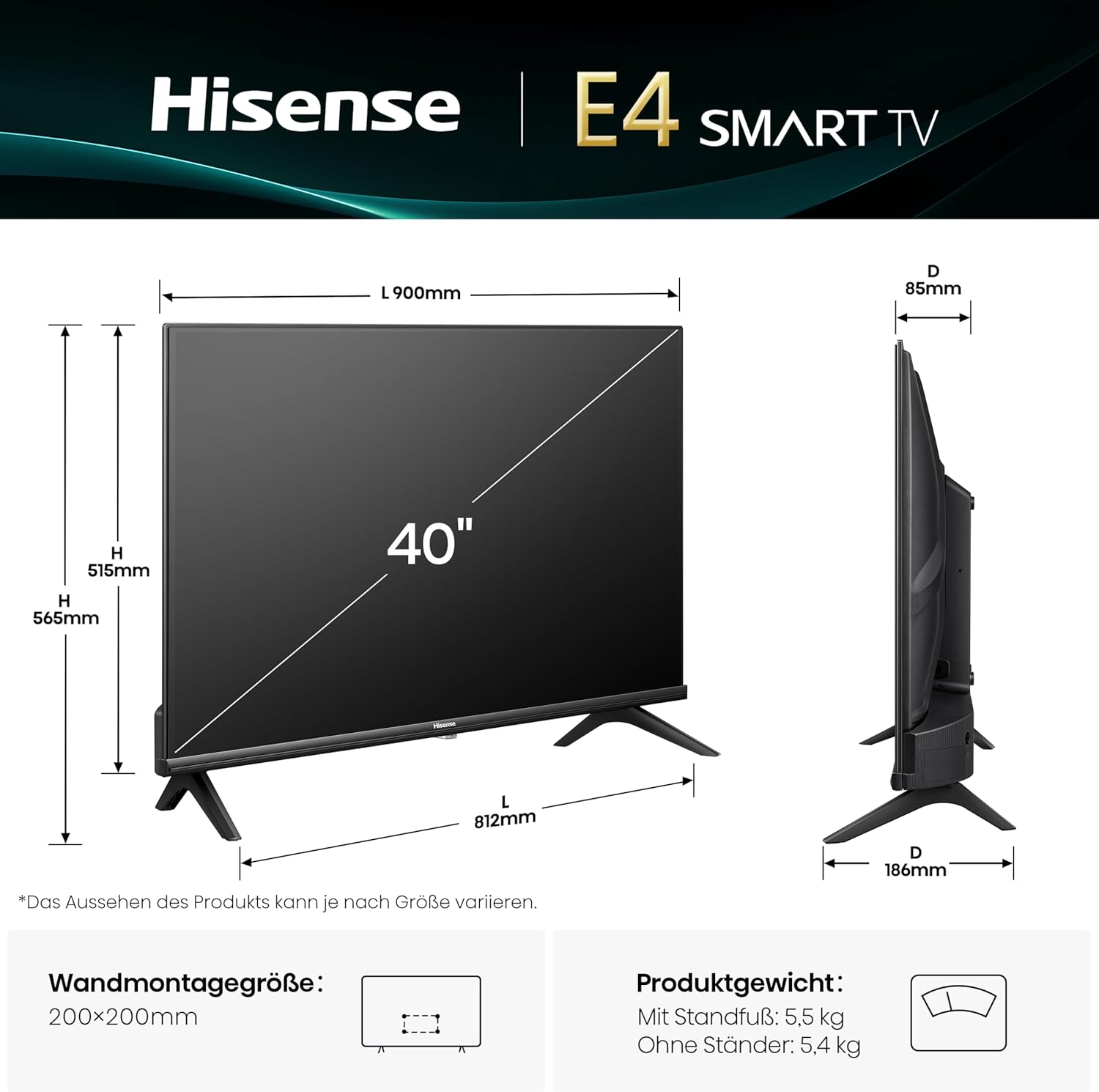 Detalle 2 de Hisense 40E4QT: 40-Zoll Smart TV mit Game Mode, AI Sports Mode und HDR10