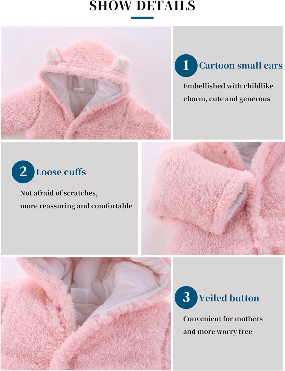 Thumbnail 1 de Voopptaw warm fleece baby winter jumpsuit romper for 0–12 months