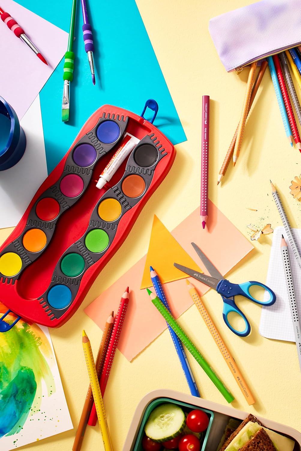 Detalle de Faber-Castell Buntstifte Set, 24 Farben mit Neonfarben – Griffstabilität und vielseitige Anwendung