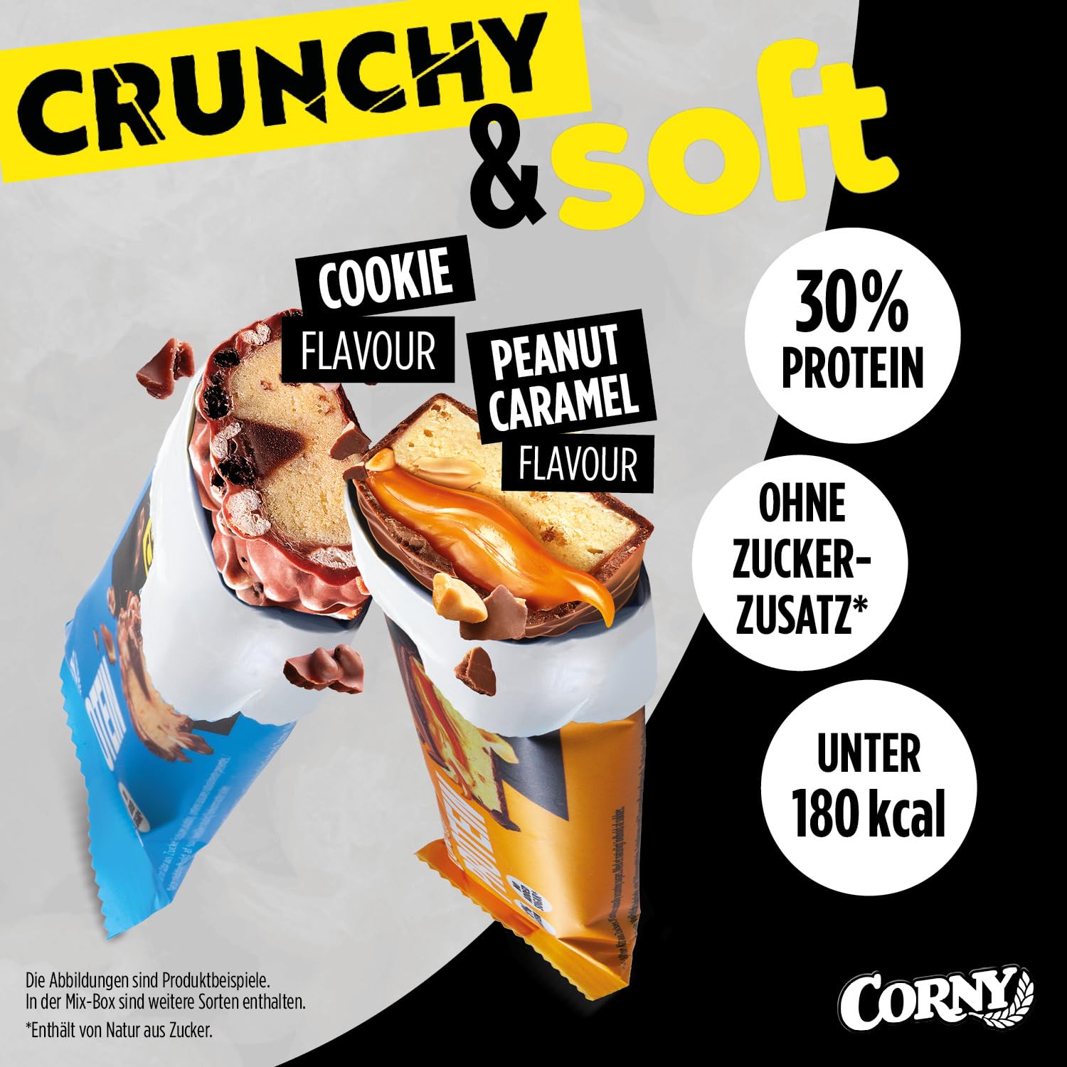 Thumbnail 1 de Corny Protein Soft & Crunchy 12er Mix Pack (30% Eiweiß) – Probier-Mischkarton Proteinriegel 12 x 45 g