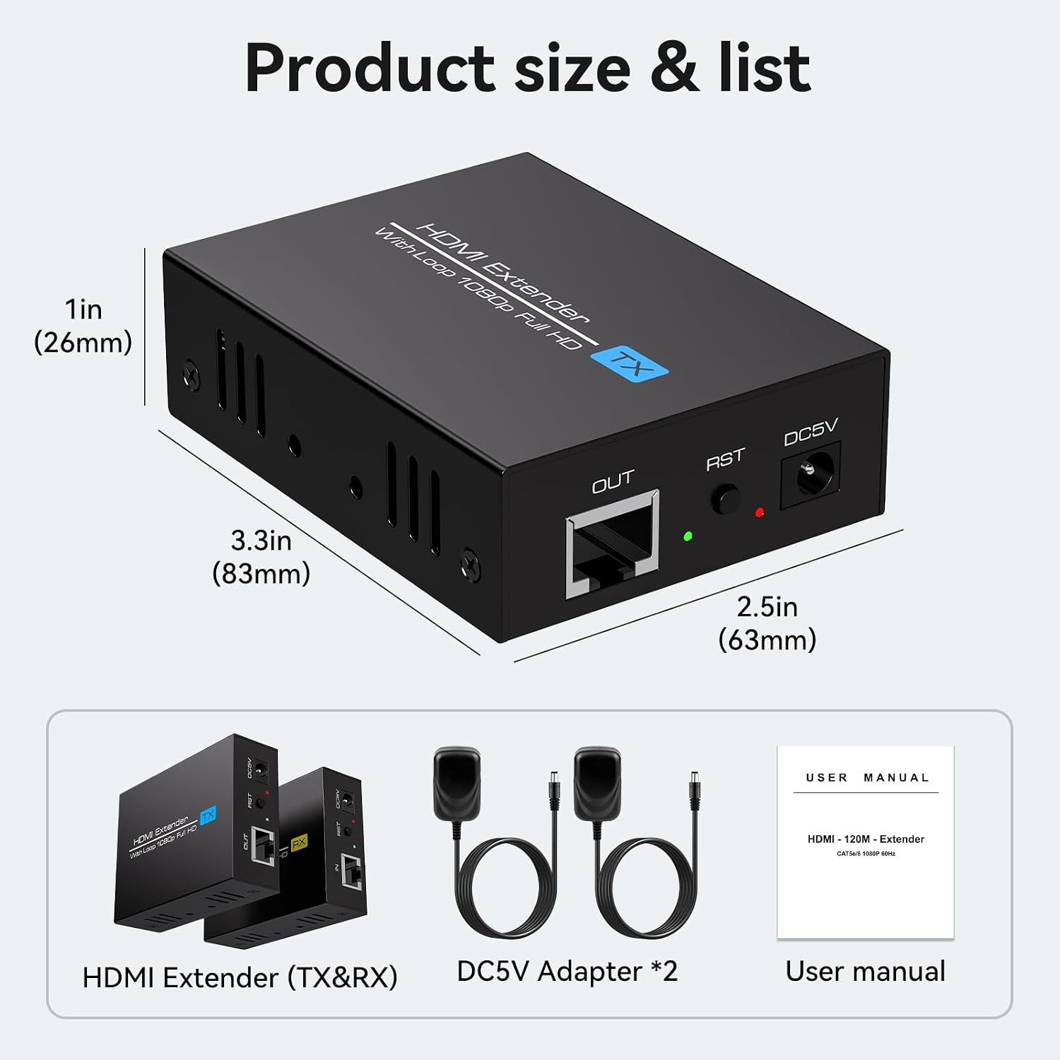 Thumbnail 6 de VEDINDUST 120M HDMI Extender: estensione HDMI fino a 120 m tramite cavo Cat6/Cat7 con supporto 1080p