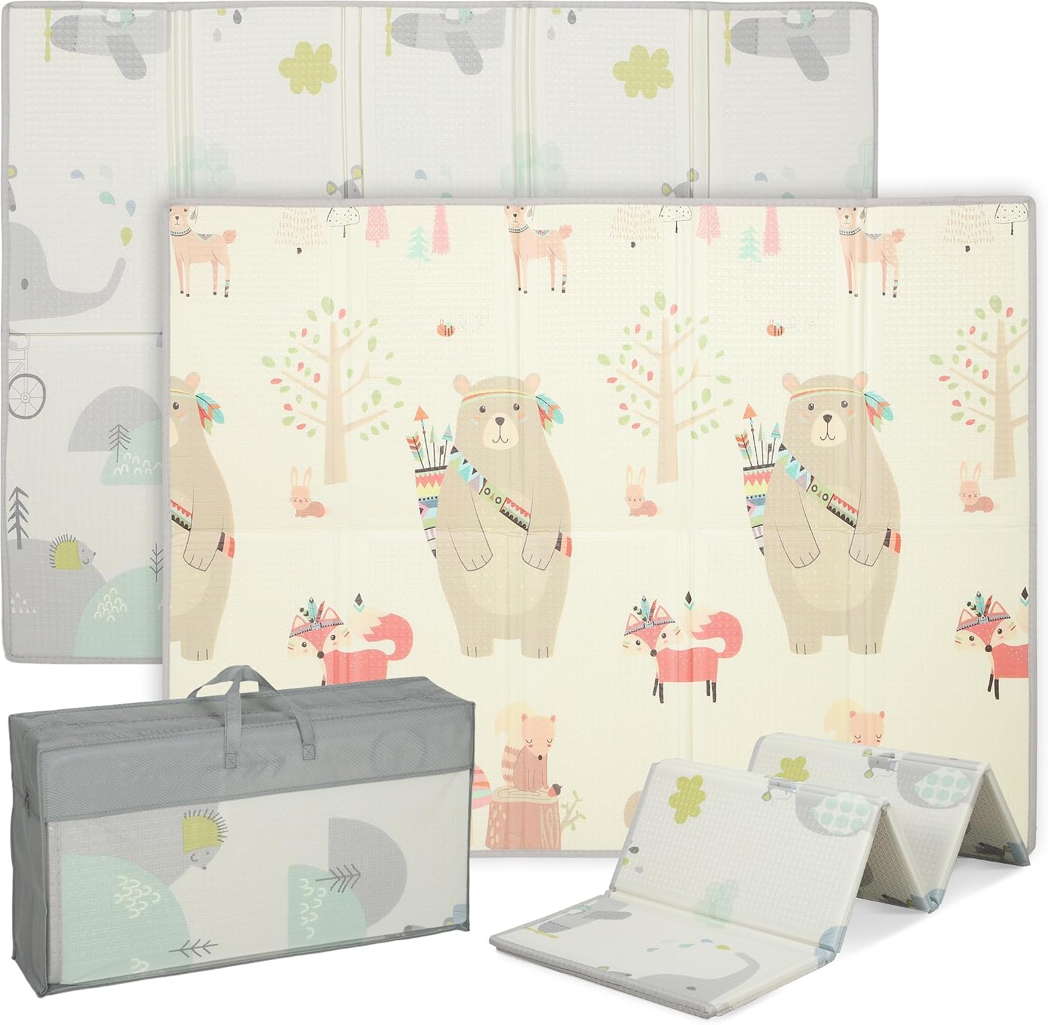 AIYAPLAY Tapis de jeu bébé pliable et réversible 200 x 150 x 1,5 cm, mousse antidérapante et imperméable