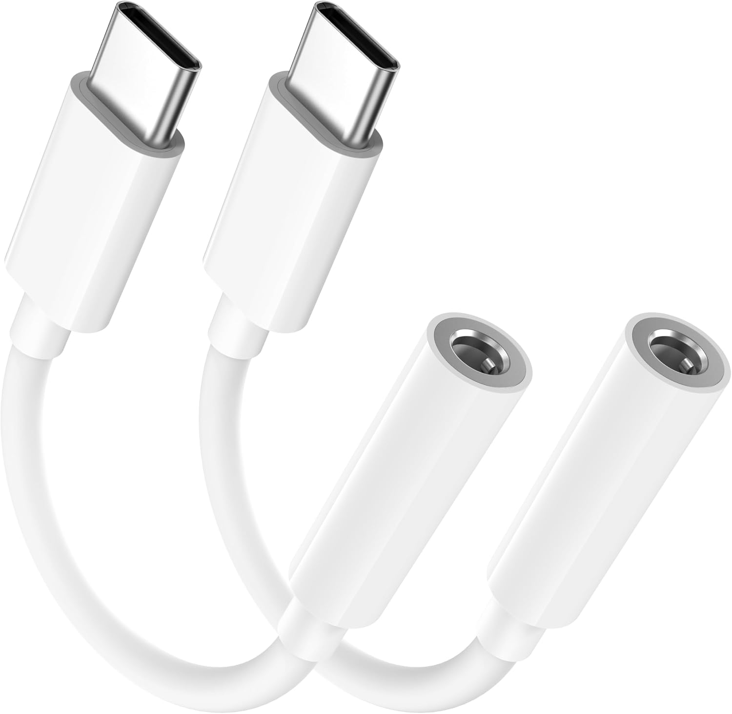 Detalle de 2 Pack USB-C to 3.5mm Headphone Jack Adapter – HiFi DAC, Plug & Play (White)
