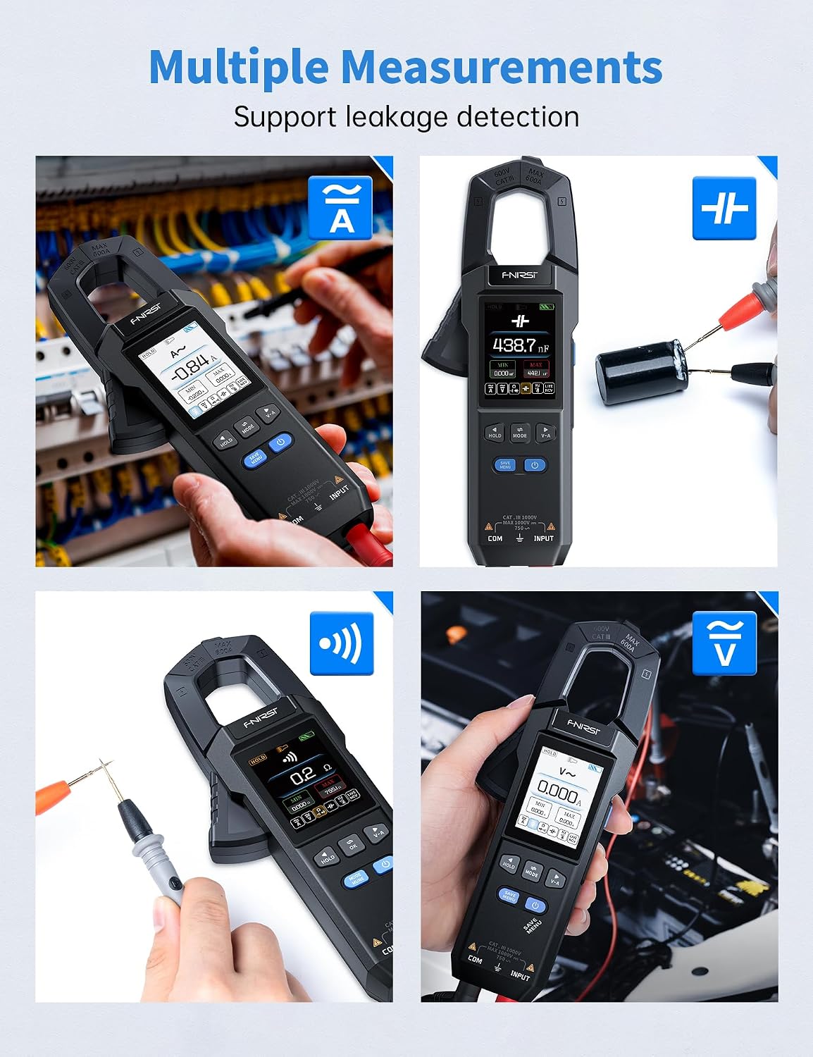 Detalle 2 de FNIRSI FNIRSI-DMC-100 TRMS Clamp Meter with Graph Recording and 2-Inch TFT