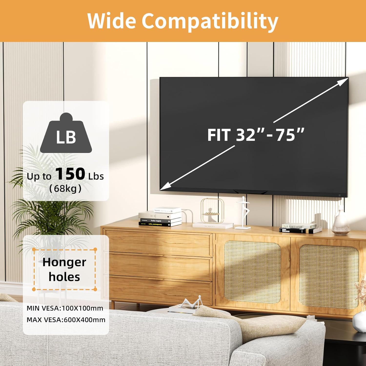 Detalle de KAMIWI Studless TV Wall Mount 150 lbs