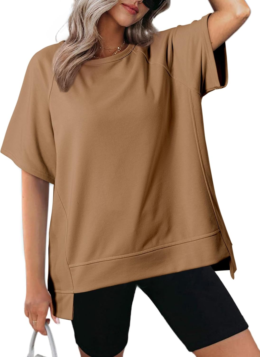 Thumbnail 6 de Dokotoo Oversized T Shirts for Women: Crewneck, Short Sleeve, Lightweight & Loose High-Low Hem