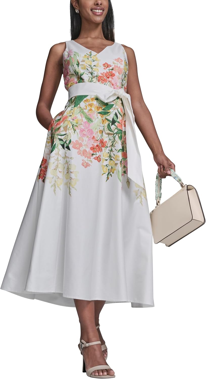Detalle de Karl Lagerfeld Women's Cotton Sateen Midi Dress