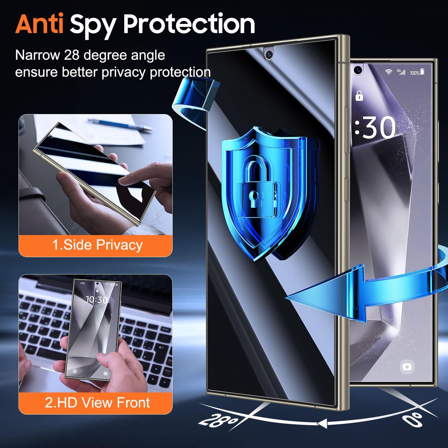 Thumbnail 3 de UniqueMe Samsung Galaxy S24 Ultra privacy screen protector 2-pack